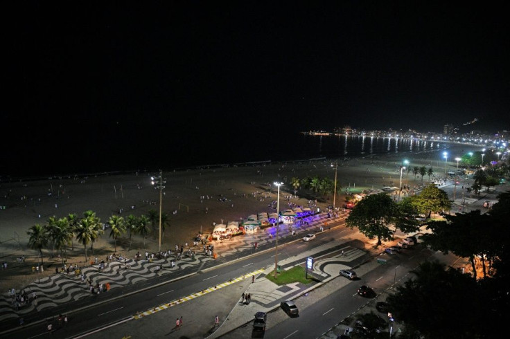 An almost empty Copacabana beach on New Year's Eve, Rio de Janeiro, Brazil
