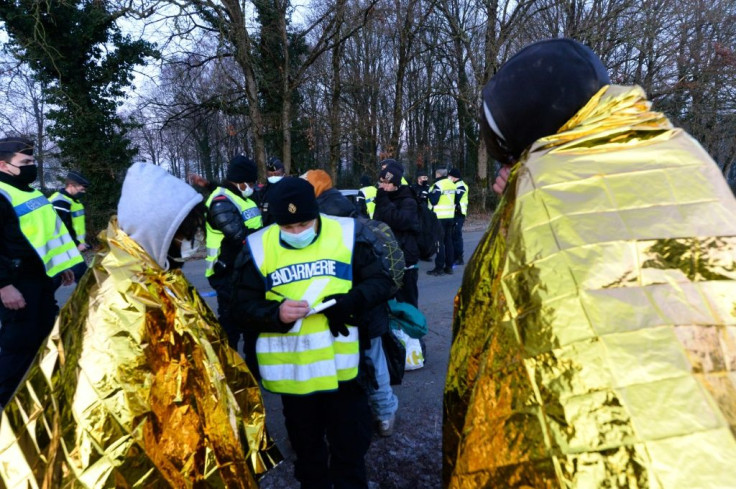 Police were checking all those leaving the site.