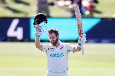 New Zealand's captain Kane Williamson celebrates his century during day two of second Test against Pakistan at Hagley Oval in Christchurch
