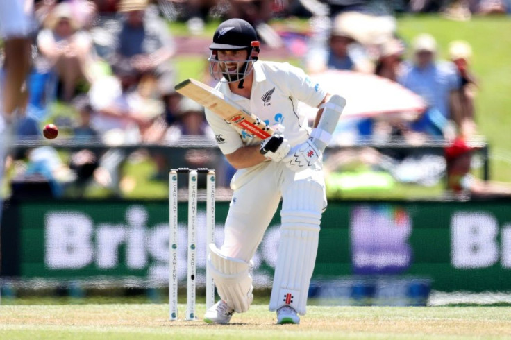 Kane Williamson drives on the way to his third century in his last three Tests