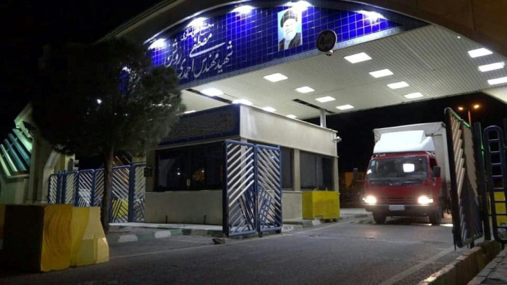 A handout photograph released by Iran's Atomic Energy Organization on November 6, 2019, reportedly shows a truck carrying UF6 fuel leaving the Natanz nuclear research center in the central Iranian province of Isfahan