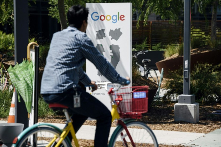 Google workers held a sit-in to protest sexual harassment at the company, on May 1, 2019 at the tech giant's headquarters in Silicon Valley