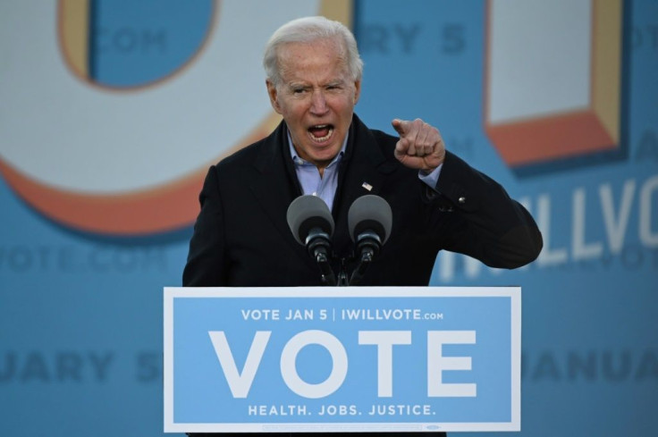 US President-elect Joe Biden campaigned in Georgia on January 4, 2021 for two Democrats challenging Republicans in elections that will determine which party controls the US Senate