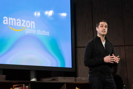  Amazon's vice president of games, Mike Frazzini, talks about the gaming components of the Amazon Fire TV, a new device that allows users to stream video, music, photos, games and more through their television, on April 2, 2014 in New York City. 