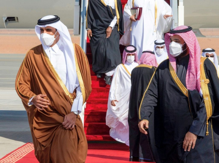 Qatar's ruler Sheikh Tamim bin Hamad Al-Thani is given a warm welcome by Saudi Crown Prince Mohammed bin Salman on his first visit after three and a half years of broken relations, fueling hopes of rapprochement at a Gulf summit