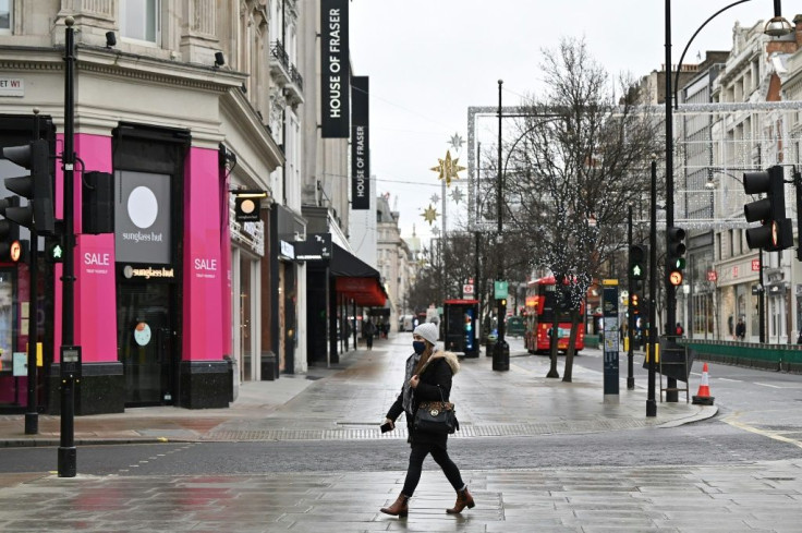 Central London's shopping hub of Oxford Street was largely deserted on Tuesday