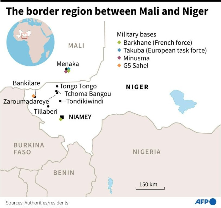 Map showing the border region between Mali and Niger