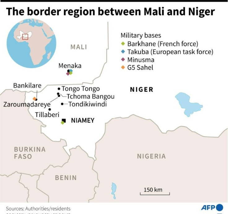 Map showing the border region between Mali and Niger