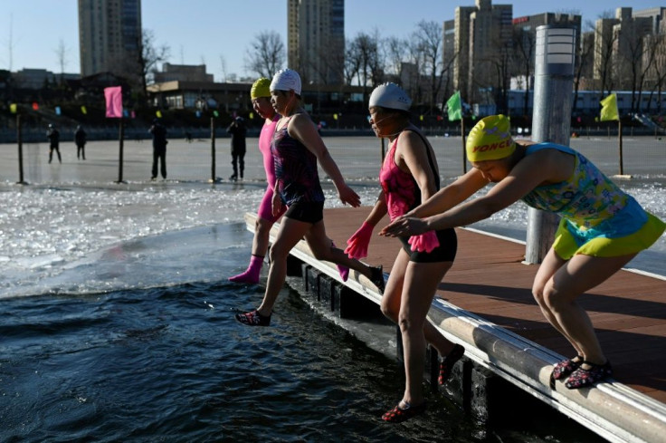 The ice swimmers head to the park every day for their dip, no matter what the weather