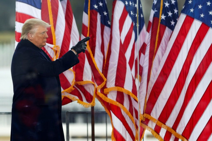 President Donald Trump at a rally shortly before his supporters stormed the Capitol