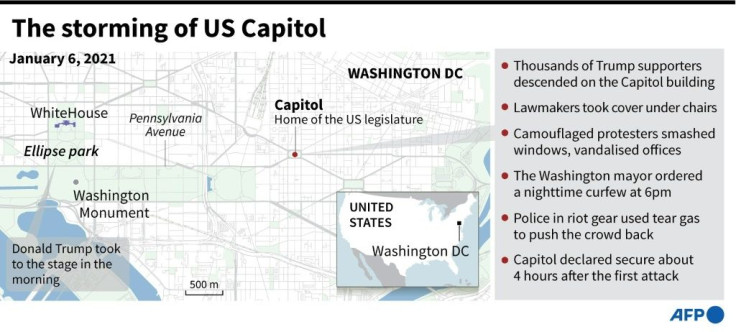Map and factfile on the Capitol in Washington, DC, stormed by Trump supporters on January 6.