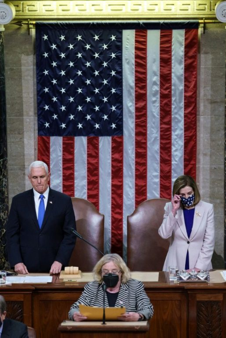 After the mob left, Vice President Mike Pence and House Speaker Nancy Pelosi again presided over the ceremony to certify Joe Biden's win