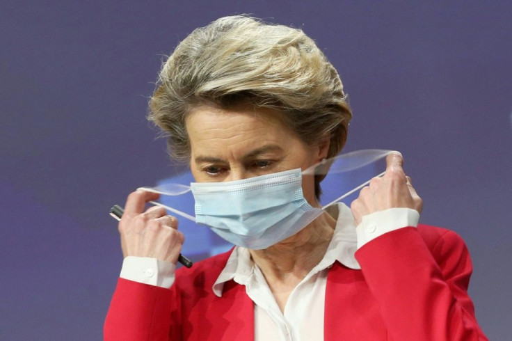 Ursula Von Der Leyen forecast a "bumpy road" ahead but insisted Brussels' strategy to snap up orders last year for then unproven vaccines was being vindicated