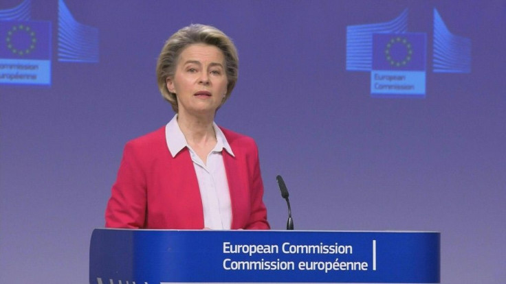 Van der Leyen said enough authorised doses had been secured to vaccinate more than 80 percent of the EU population