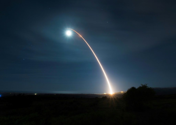 Nuclear weapons: an unarmed US Minuteman III intercontinental ballistic missile, which can carry a nuclear warhead, in a test launch from California over the Pacific Ocean