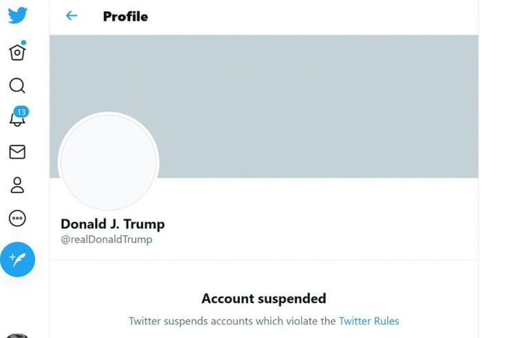 This screen grab from Twitter shows Trump's suspended Twitter account