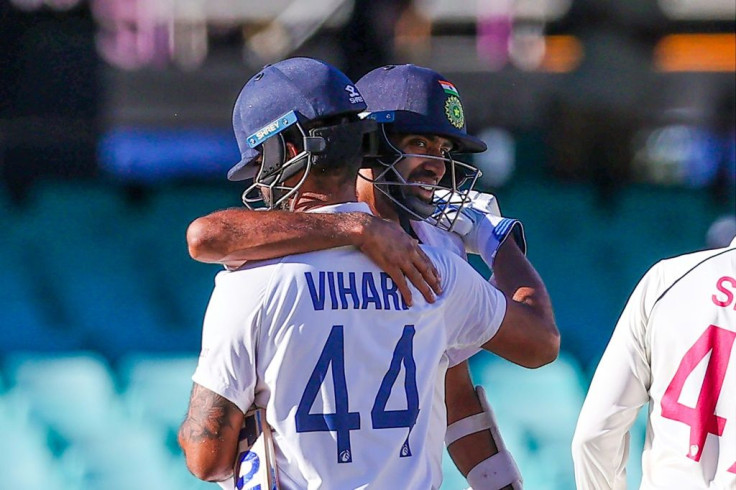 Ravichandran Ashwin embraces Hanuma Vihari after their marathon rearguard stand steered India to a draw in the third Test