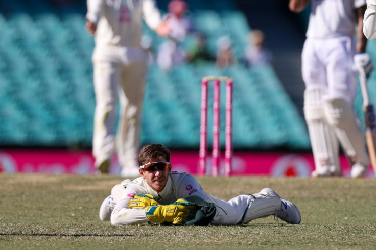 Tim Paine reacts after dropping a catch off India's Hanuma Vihari, one of three the Australia captain put down