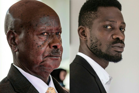 Opponents of Ugandan President Yoweri Museveni (L) like Bobi Wine have faced a fierce crackdown from the state during the election campaign