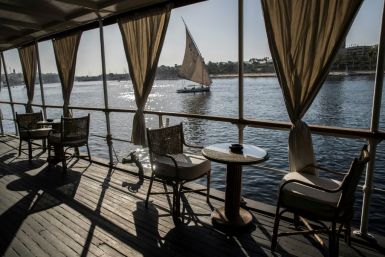 An Egyptian 'felucca' sailing boat on the Nile at Aswan; before the dam was built, Egypt was for millennia at the mercy of the seasonal rise and fall of the river