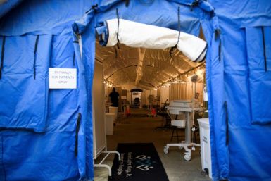 A field hospital tent for suspected Covid-19 patient triage stands outside the emergency department of Martin Luther King Jr Community Hospital on January 6, 2021 in the Willowbrook neighborhood of Los Angeles, California