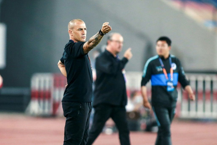 Former World Cup-winner Fabio Cannavaro (left) coaches at Guangzhou Evergrande and former Liverpool manager Rafael Benitez (centre) is in charge at Dalian Pro in the Chinese Super League