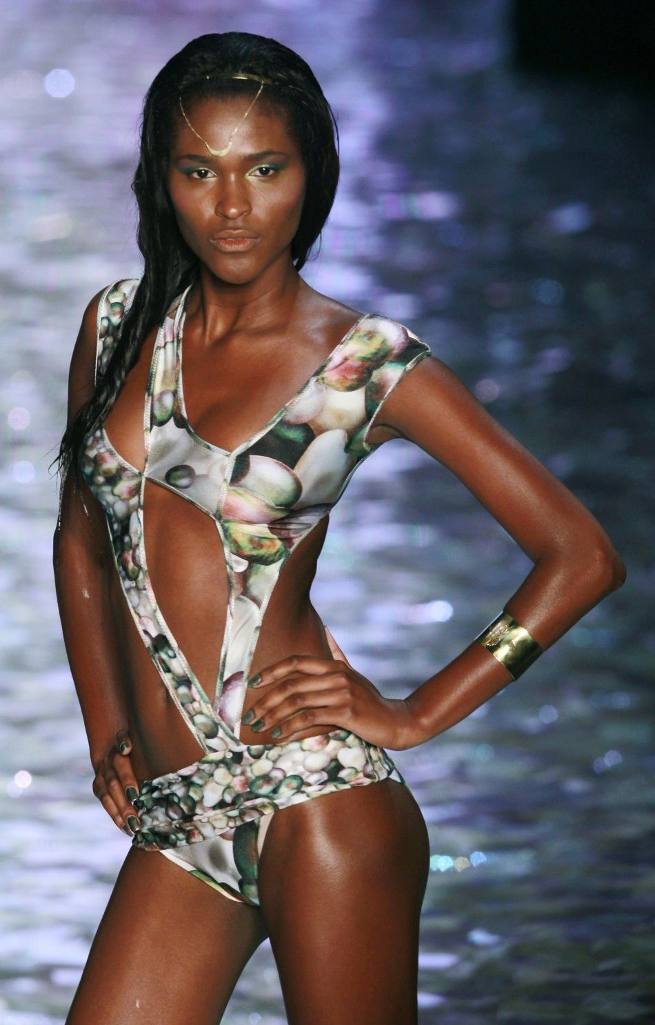 A model presents a creation from Tryias collection during Fashion Rio Summer 2012