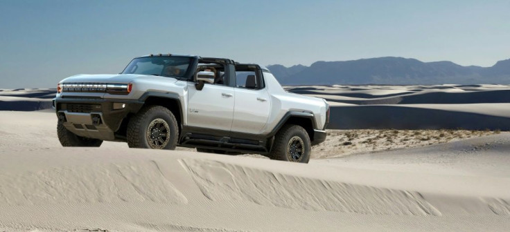 The 2022 Hummer EV, featured at the virtual Consumer Electronics Show, includes off-road capbilities including a diagonal "crab walk" feature and has "a crazy amount of power," according to General Motors