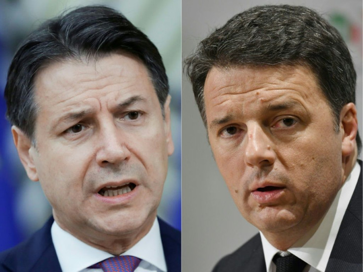 Conte, left, has lost his majority in the Senate after Renzi's Italia Viva party withdrew from their coalition