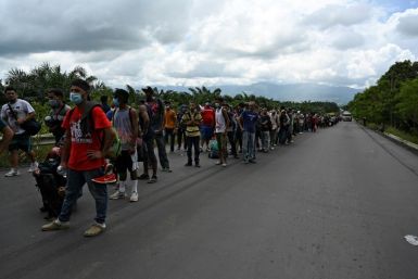 More than a dozen migrant caravans, like this one pictured  in October 2020, have set off from Honduras in the last two years
