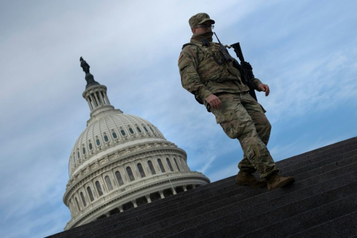 A member of the National Guard on security details  at the US Capitol ahead of the January 20 inauguration of Joe Biden as president