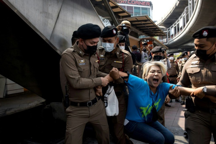 The demonstration was dispersed by police, who made at least two arrests; that set off another flash protest calling for their release