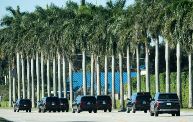 Donald Trump will leave Washington before his successor Joe Biden's inauguration and head to Florida, where his motorcade is seen in December 2020 at Trump International Golf Club in West Palm Beach