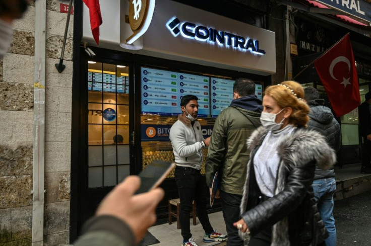 Istanbul's "Bitcoin Change" shop near the Grand Bazaar -- but how much the virtual unit is worth swings wildly from day to day