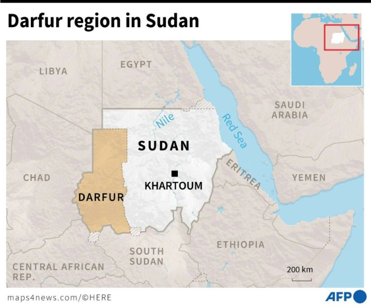 Map locating Darfur region in Sudan.