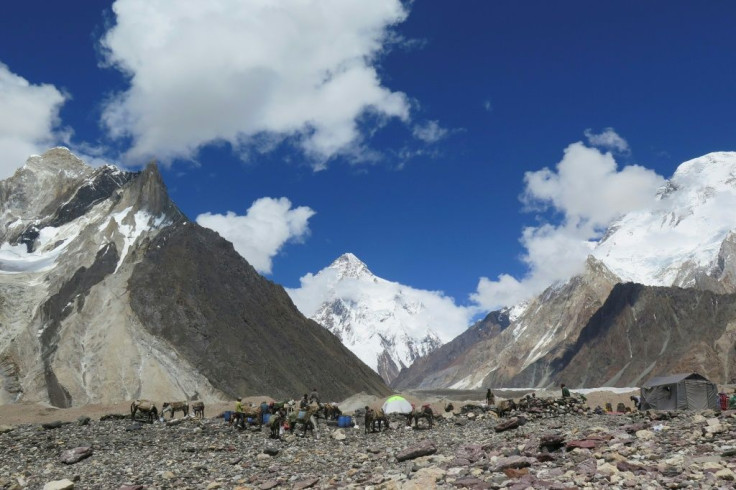 K2 (C, pictured August 2019) is known as the "Savage Mountain" because of its punishing conditions: winds can blow at more than 200 kilometres per hour (125 miles per hour), and temperatures can drop to minus 60 degrees Celsius (minus 76 Fahrenheit)