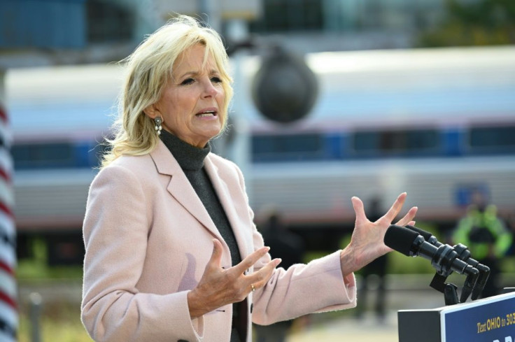 Jill Biden speaks at a presidential campaign event for her husband Joe Biden on September 30, 2020 in Cleveland, Ohio