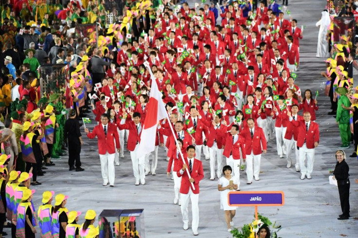Flag-bearer Keisuke Ushiro led out the Japanese delegation at the Rio 2016 opening ceremony