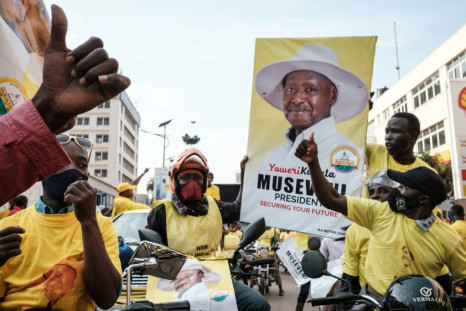 Museveni supporters in Kampala celebrated after his victory was announced on Saturday