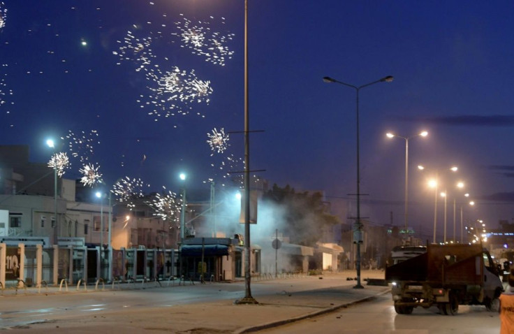 Protests broke out on Friday night; this photograph taken on January 17 shows demonstrations in suburbs surrounding the capital Tunis