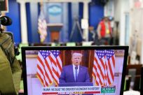 An image of US President Donald Trump speaking in a video released on the White House's YouTube channel, after Youtube extended a freeze on the outgoing president's own channel