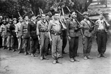 (FILES) In this file photo taken in 1957, Algerian fighters from ALN (National Liberation Army), armed wing of the nationalist National Liberation Front of Algeria (FLN), take part in a military exercise.On January 20, 2021, French historian Benjamin Stor