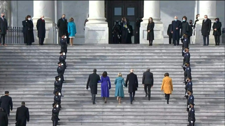 Joe Biden and Kamala Harris arrive at the Capitol for inauguration ceremony