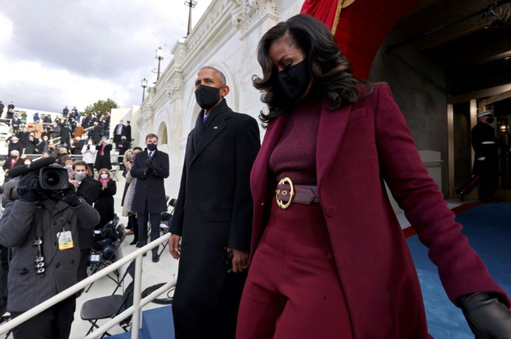Former US president Barack Obama and Former US first lady Michelle Obama arrive for the inauguration of Joe Biden as the 46th US President on January 20, 2021, at the US Capitol in Washington, DC