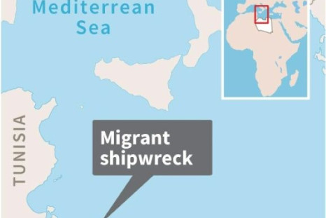Map of Libya locating shipwreck where a number of migrants drowned