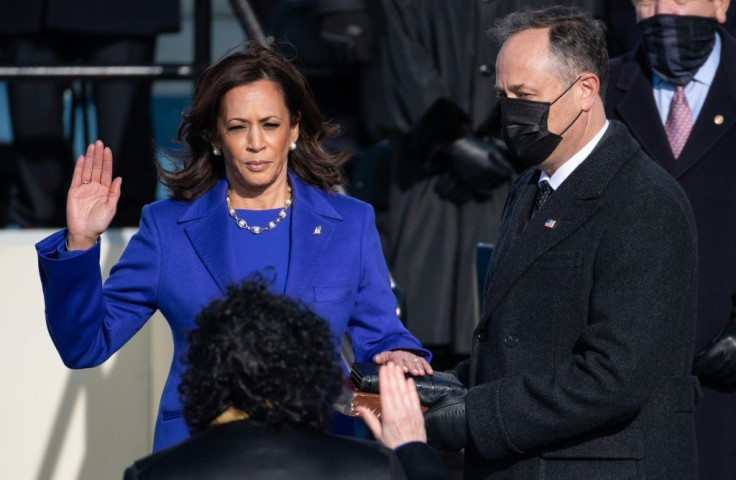 Kamala Harris is sworn in as the 49th US vice president by Supreme Court Justice Sonia Sotomayor