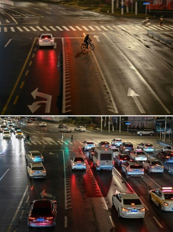 Then and now: Streets that were virtually deserted early in the coronavirus outbreak are once again hives of activity