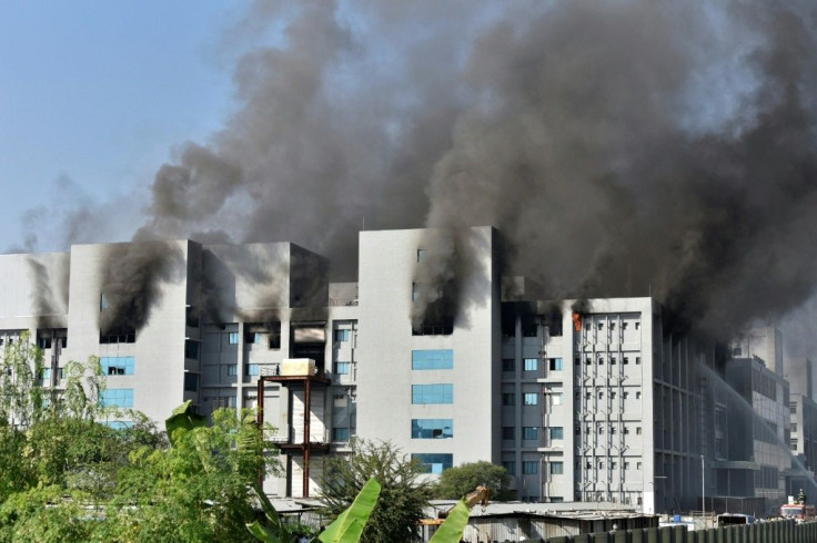 Smoke billows from buildings at India's Serum Institute in Pune after a fire broke on the campus of the world's biggest vaccine manufacturer