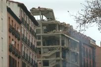 Locals and witnesses react after a huge explosion killed at least three people in Madrid, with officials confirming it was caused by a gas leak.