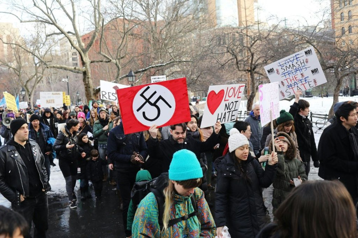 Protesters march in 2017 against Donald Trump's immigration policies